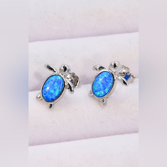 Opal Turtle Stud Earrings - Picture 2 of 5